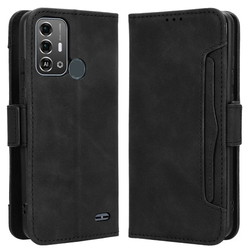 For ZTE Blade A53 Pro Case Anti-scratch PU Leather Phone Protector with Wallet Stand - Black - 1