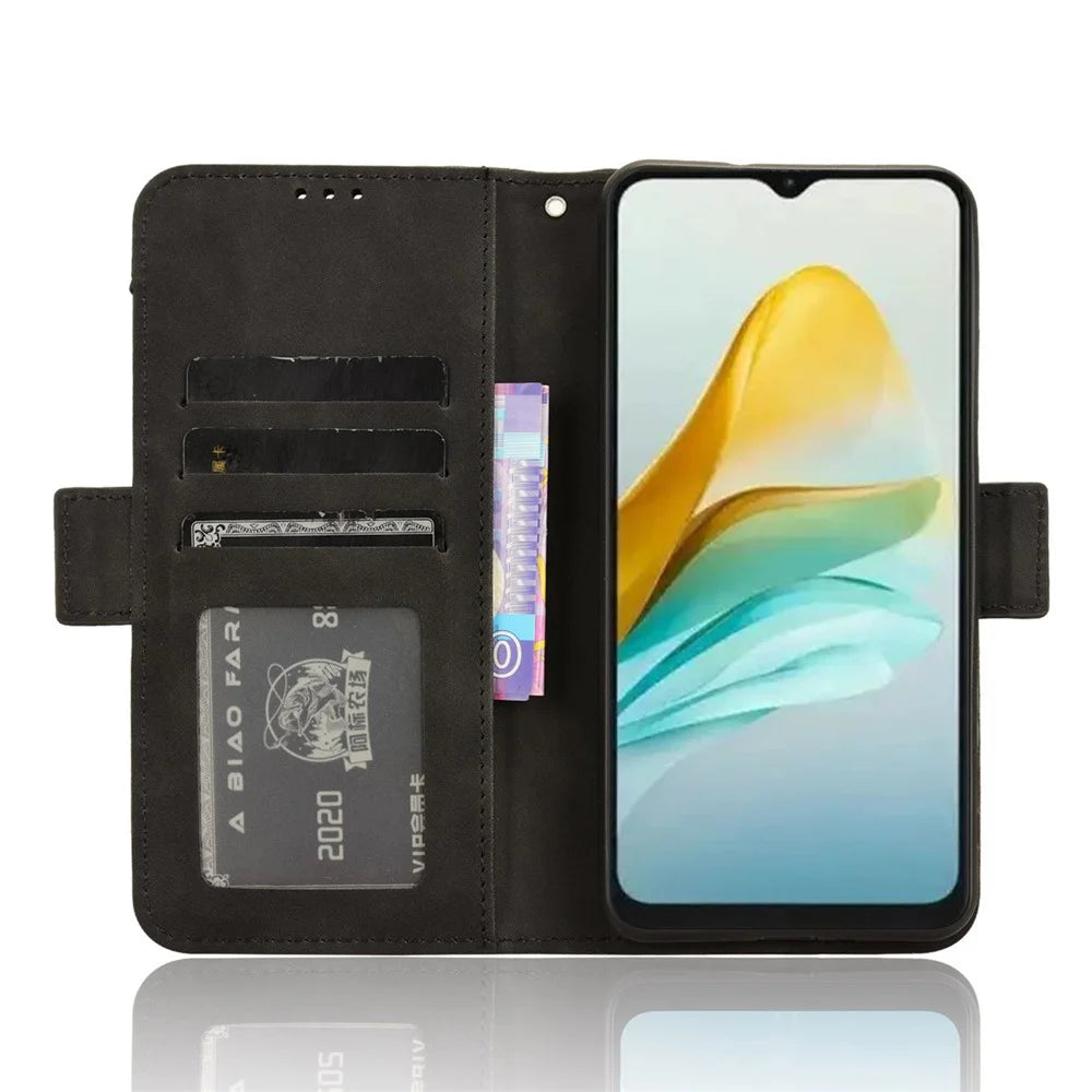 For ZTE Blade A53 Pro Case Anti-scratch PU Leather Phone Protector with Wallet Stand - Black - 3