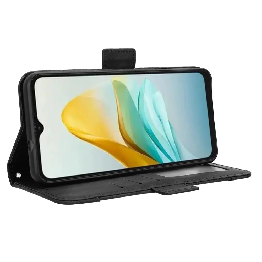 For ZTE Blade A53 Pro Case Anti-scratch PU Leather Phone Protector with Wallet Stand - Black - 4