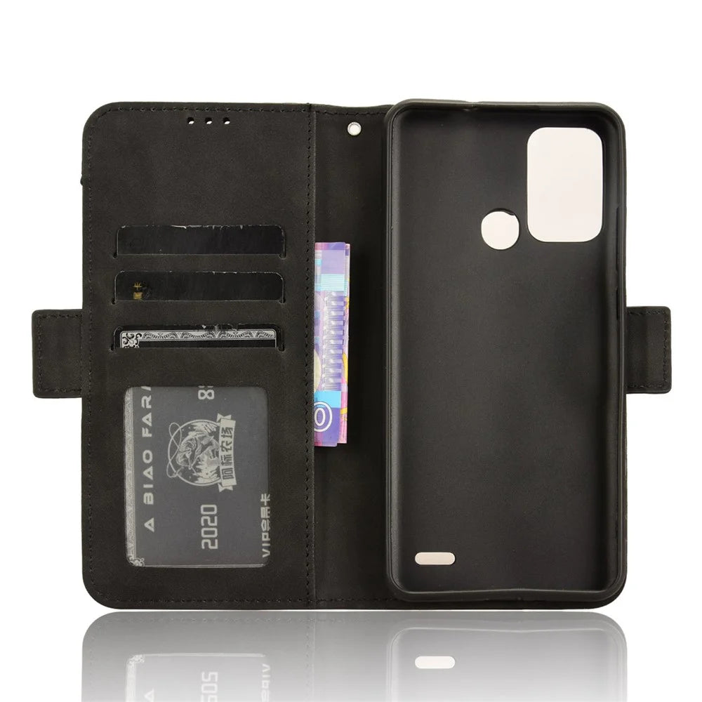 For ZTE Blade A53 Pro Case Anti-scratch PU Leather Phone Protector with Wallet Stand - Black - 5