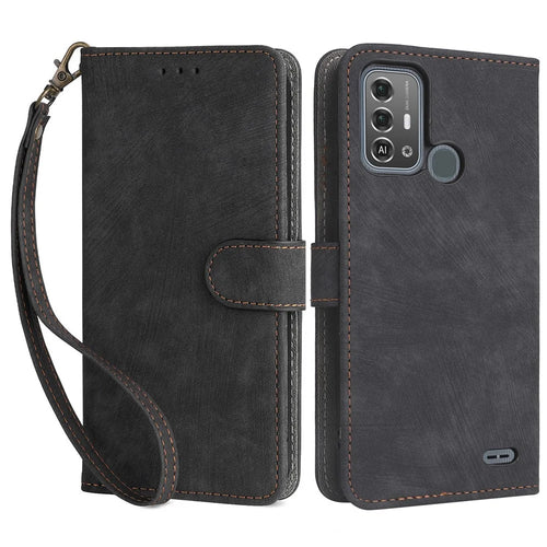 For ZTE Blade A53 Pro Case RFID Blocking Wallet Stand Cover with Strap - Black - 1