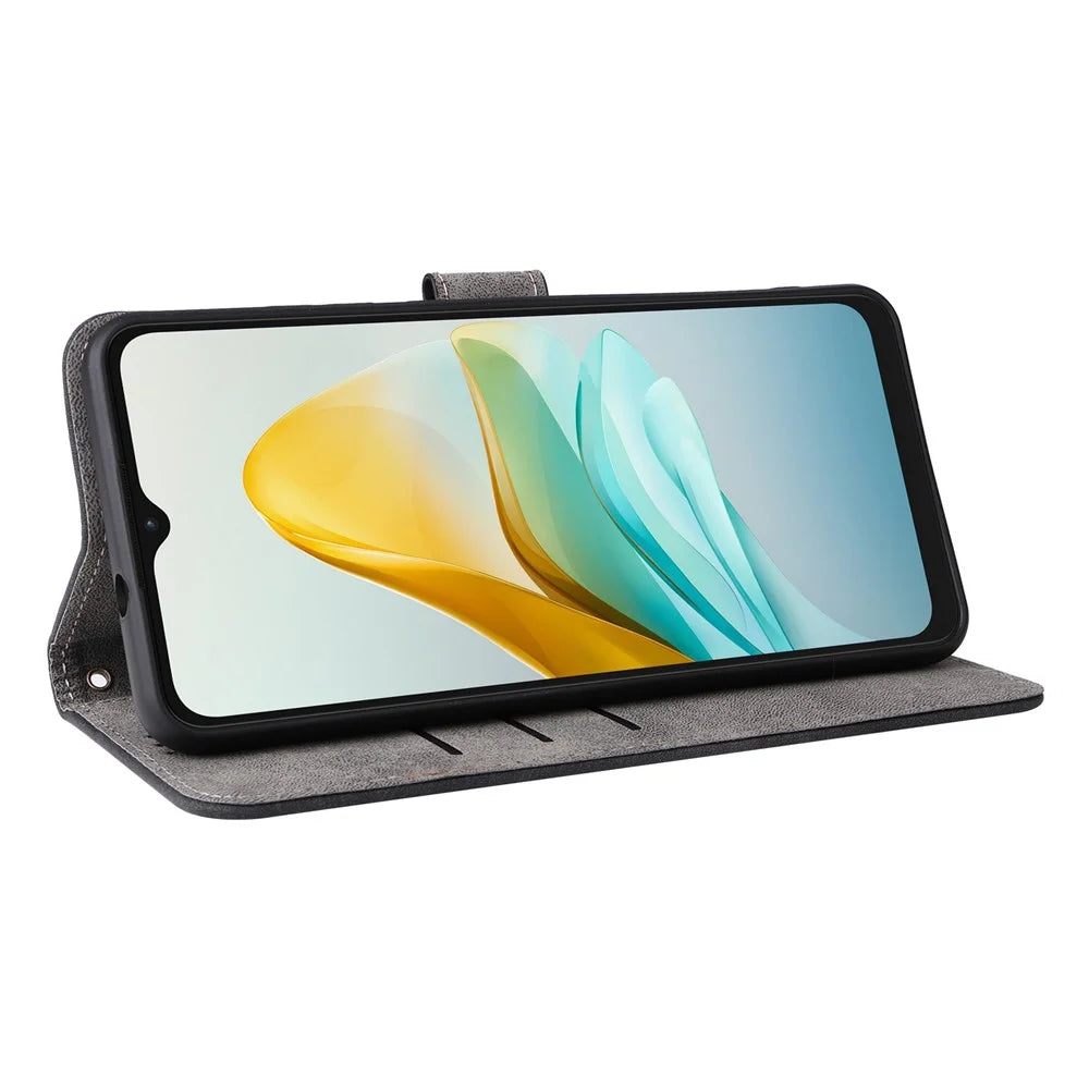 For ZTE Blade A53 Pro Case RFID Blocking Wallet Stand Cover with Strap - Black - 3
