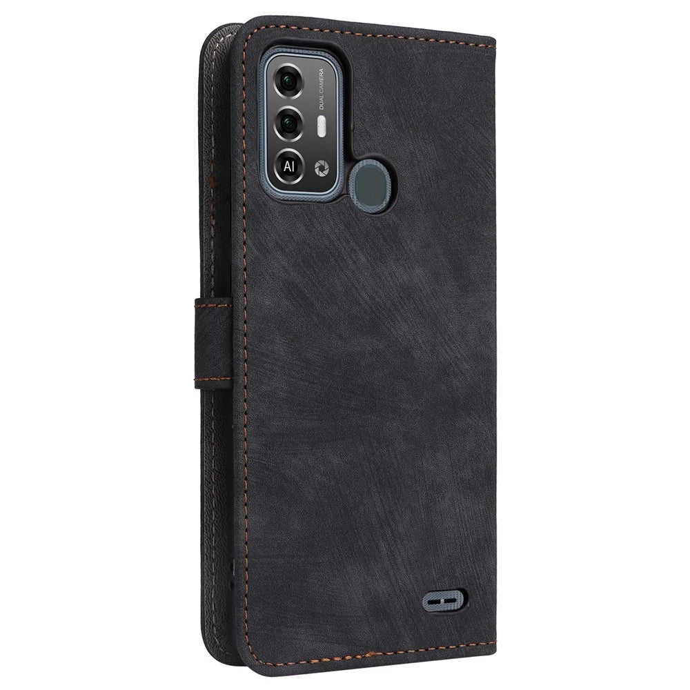 For ZTE Blade A53 Pro Case RFID Blocking Wallet Stand Cover with Strap - Black - 7
