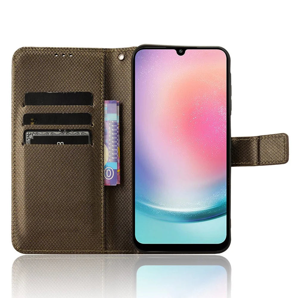 For Samsung Galaxy A25 5G (Global) (161.0 x 76.5 x 8.3mm) Case PU Leather Folio Flip Stand Protective Phone Cover - Brown - 2