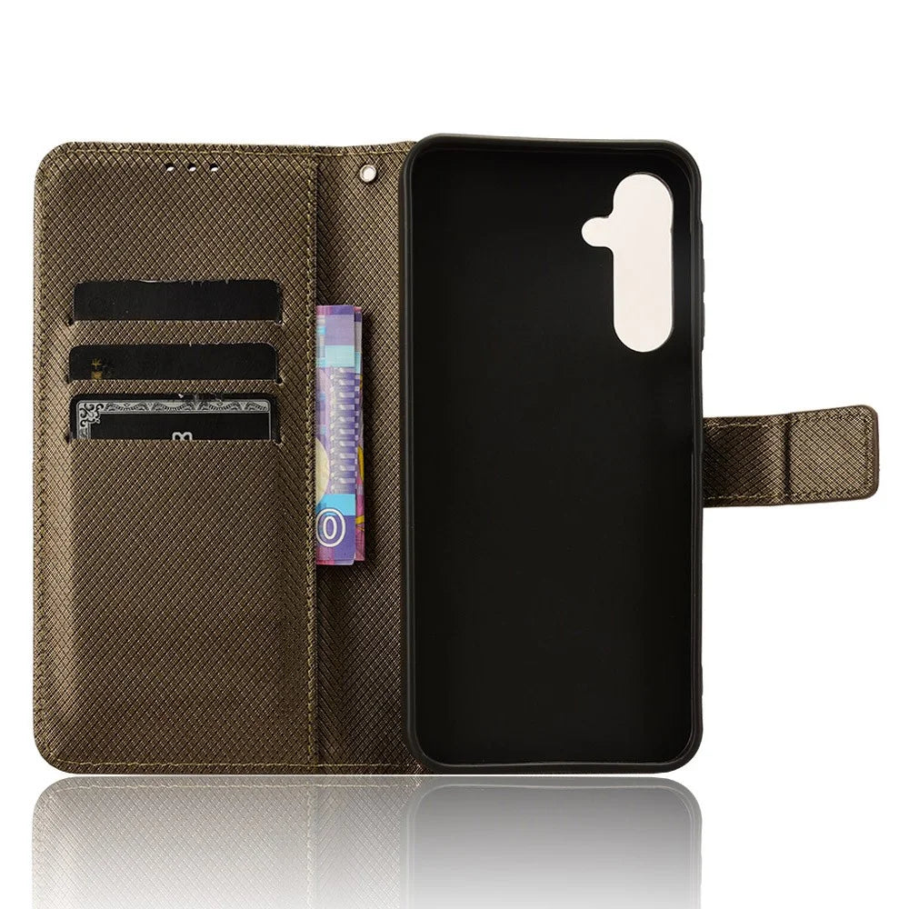 For Samsung Galaxy A25 5G (Global) (161.0 x 76.5 x 8.3mm) Case PU Leather Folio Flip Stand Protective Phone Cover - Brown - 4