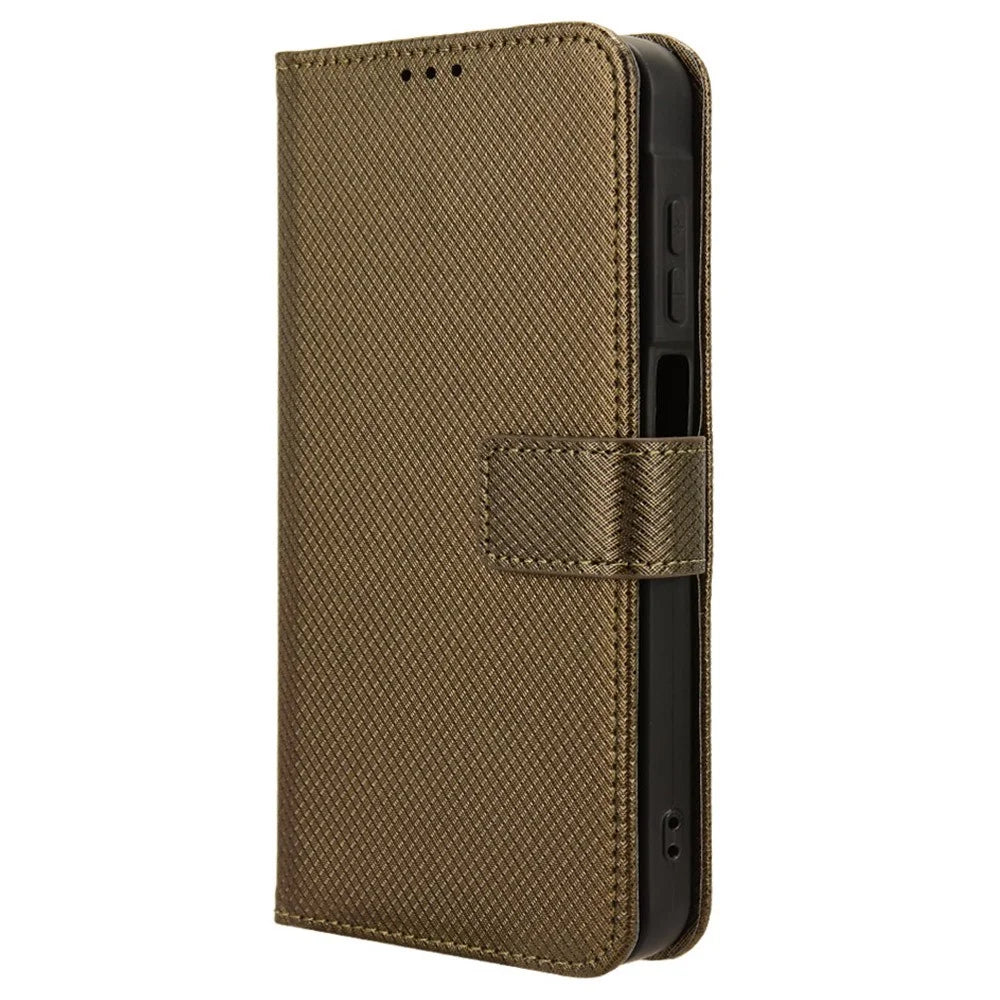 For Samsung Galaxy A25 5G (Global) (161.0 x 76.5 x 8.3mm) Case PU Leather Folio Flip Stand Protective Phone Cover - Brown - 7