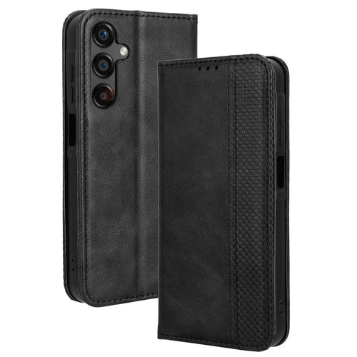 For Samsung Galaxy A25 5G (Global) (161.0 x 76.5 x 8.3mm) Leather Case Magnetic Auto Closing Phone Cover - Black - 1