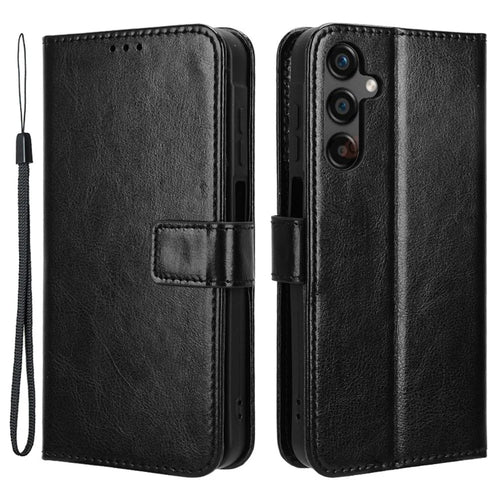 For Samsung Galaxy A25 5G (Global) (161.0 x 76.5 x 8.3mm) Case PU Leather Crazy Horse Texture Phone Cover - Black - 1