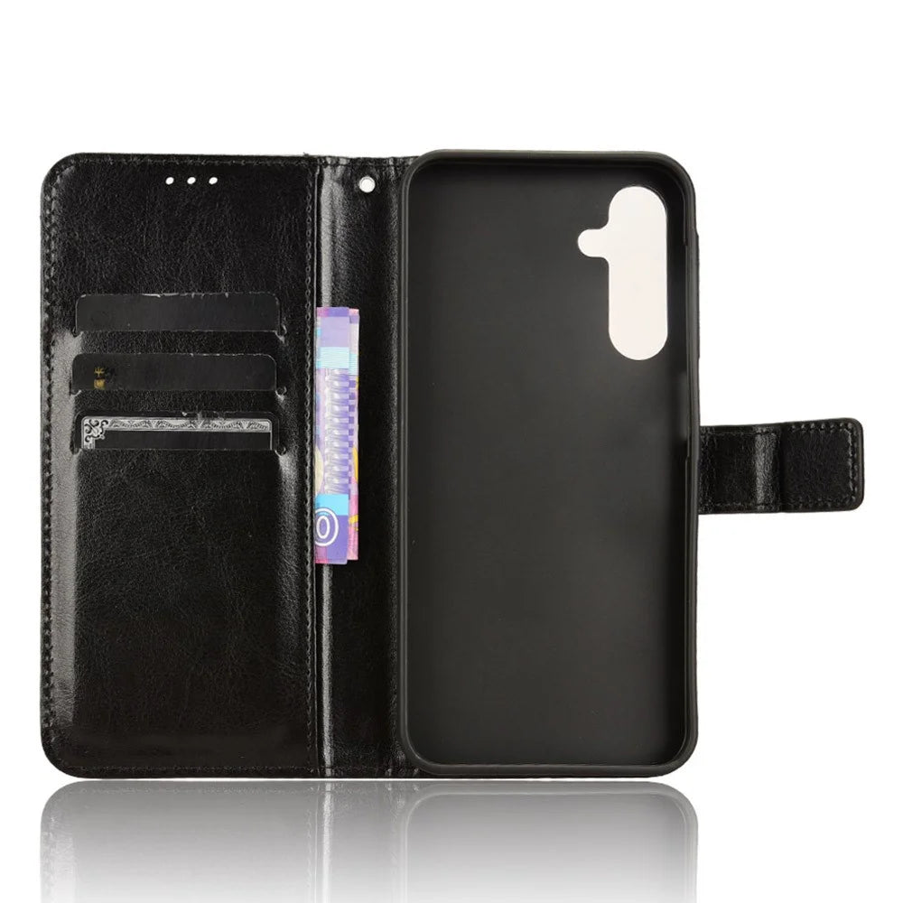 For Samsung Galaxy A25 5G (Global) (161.0 x 76.5 x 8.3mm) Case PU Leather Crazy Horse Texture Phone Cover - Black - 4