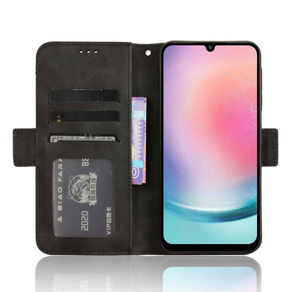 For Samsung Galaxy A25 5G (Global) (161.0 x 76.5 x 8.3mm) Cellphone Case Scratch-resistant Wallet Leather Stand Cover - Black - 3