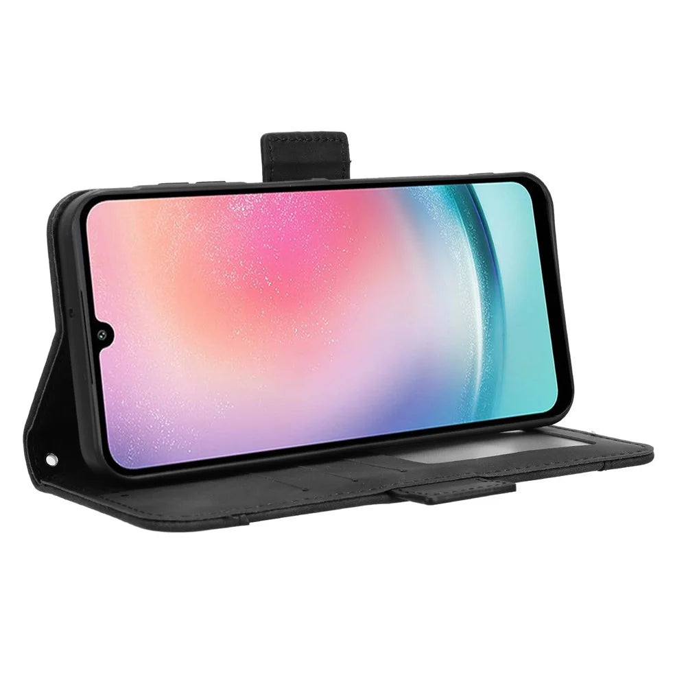 For Samsung Galaxy A25 5G (Global) (161.0 x 76.5 x 8.3mm) Cellphone Case Scratch-resistant Wallet Leather Stand Cover - Black - 4