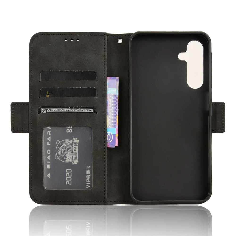 For Samsung Galaxy A25 5G (Global) (161.0 x 76.5 x 8.3mm) Cellphone Case Scratch-resistant Wallet Leather Stand Cover - Black - 5