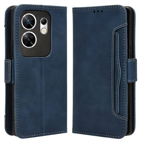 For Infinix Zero 30 4G X6731B Case Anti-Drop PU Leather Wallet Phone Cover with Multiple Card Slots - Blue - 1