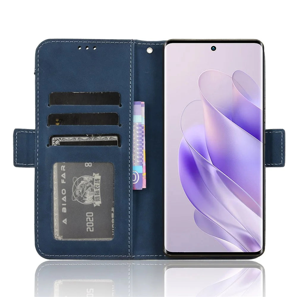 For Infinix Zero 30 4G X6731B Case Anti-Drop PU Leather Wallet Phone Cover with Multiple Card Slots - Blue - 3