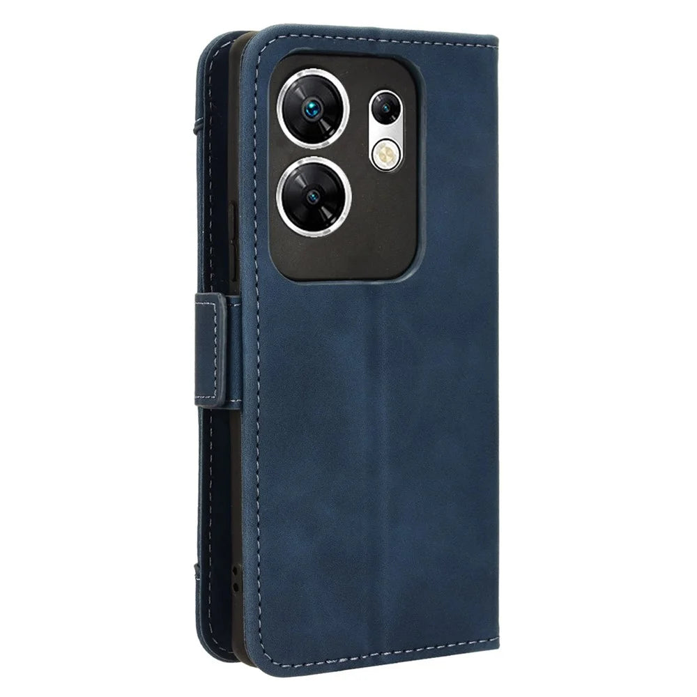 For Infinix Zero 30 4G X6731B Case Anti-Drop PU Leather Wallet Phone Cover with Multiple Card Slots - Blue - 7