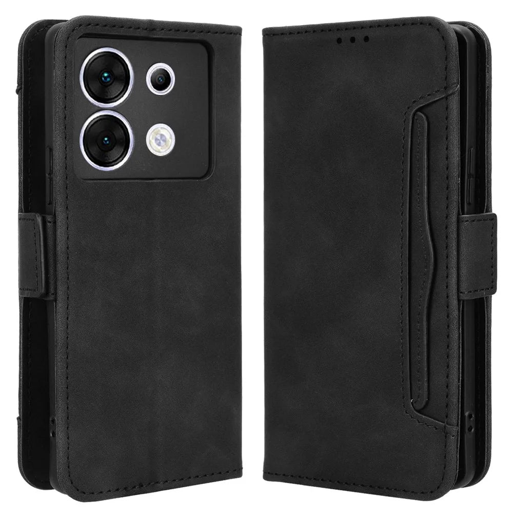 For Infinix Zero 30 5G X6731 Case Leather+TPU Scratch-Resistant Wallet Phone Cover - Black - 1