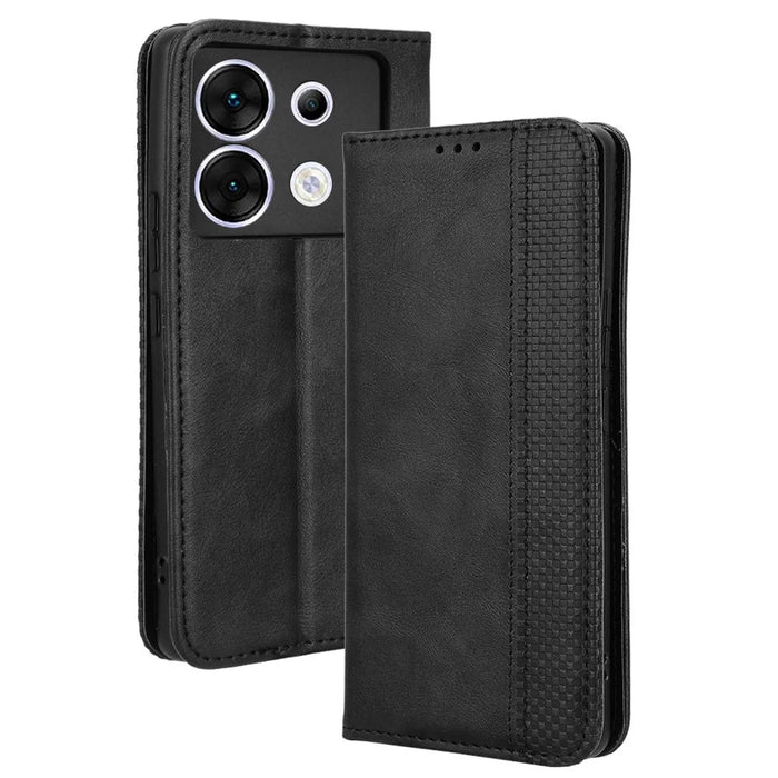 For Infinix Zero 30 5G Case Retro PU Leather Stand Wallet Cover - Black - 1