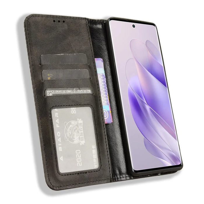 For Infinix Zero 30 5G Case Retro PU Leather Stand Wallet Cover - Black - 2