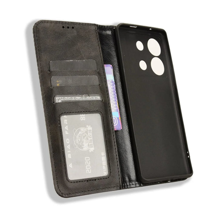For Infinix Zero 30 5G Case Retro PU Leather Stand Wallet Cover - Black - 5