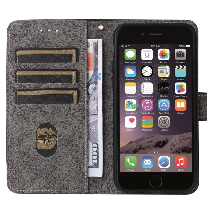 For iPhone 6 / 6s / 7 / 8 / SE (2020) / SE (2022) Case RFID Blocking Wallet Phone Cover with Strap - Black - 2