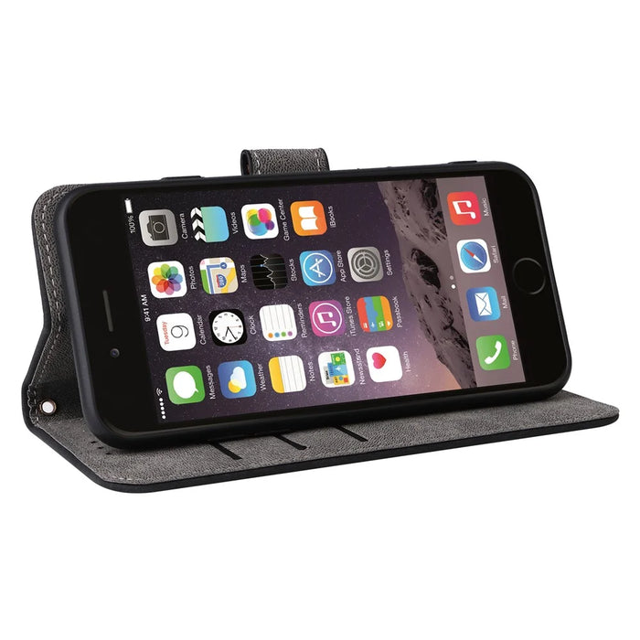For iPhone 6 / 6s / 7 / 8 / SE (2020) / SE (2022) Case RFID Blocking Wallet Phone Cover with Strap - Black - 3