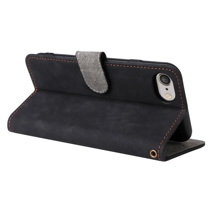 For iPhone 6 / 6s / 7 / 8 / SE (2020) / SE (2022) Case RFID Blocking Wallet Phone Cover with Strap - Black - 4