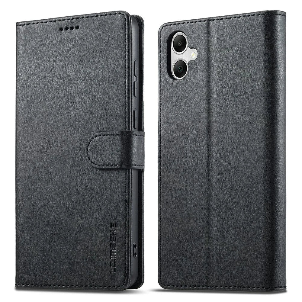LC.IMEEKE For Samsung Galaxy A05 4G Case Calf Texture Phone Leather Cover - Black - 1