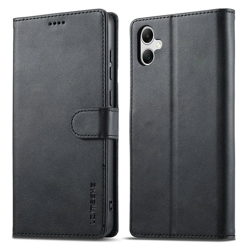 LC.IMEEKE For Samsung Galaxy A05 4G Case Calf Texture Phone Leather Cover - Black - 1