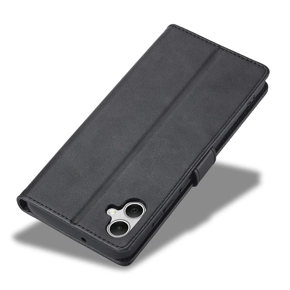 LC.IMEEKE For Samsung Galaxy A05 4G Case Calf Texture Phone Leather Cover - Black - 6