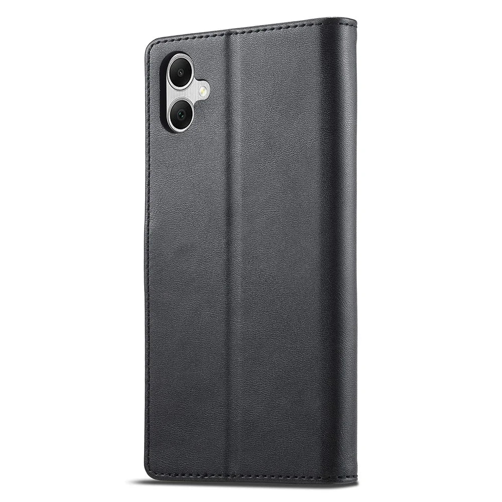 LC.IMEEKE For Samsung Galaxy A05 4G Case Calf Texture Phone Leather Cover - Black - 7