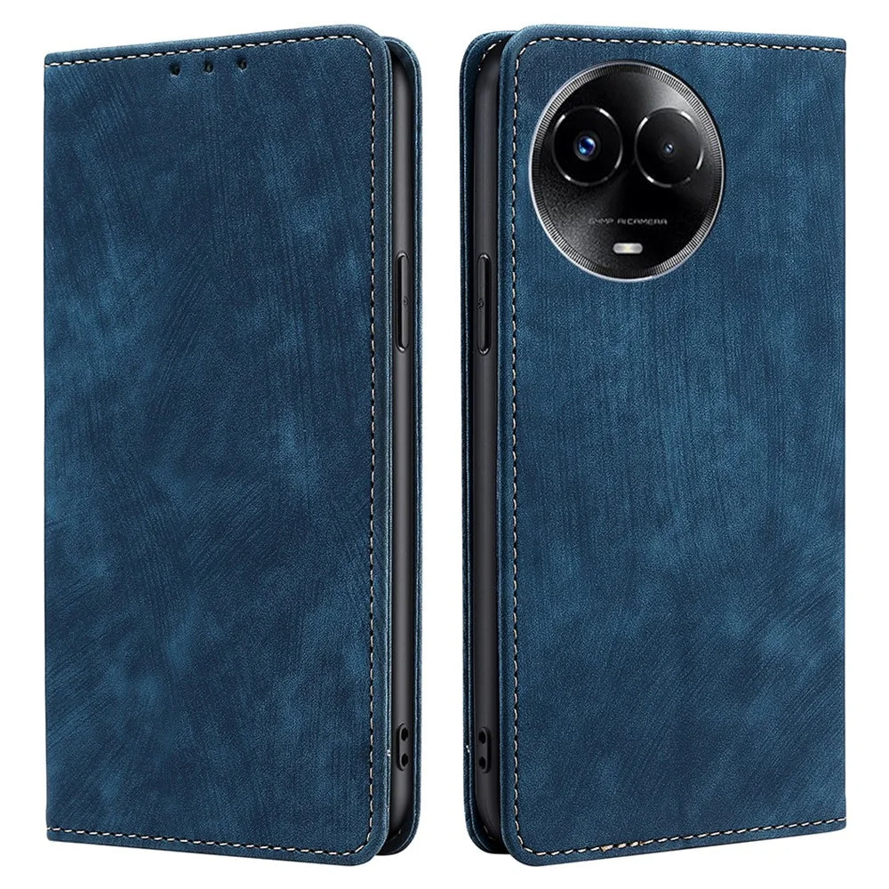 For Realme 11 5G (Global) / Realme 11x 5G Case RFID Blocking Leather Phone Cover - Blue - 1