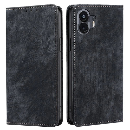For Nothing Phone (2) Case RFID Blocking Leather Phone Wallet Cover - Black - 1
