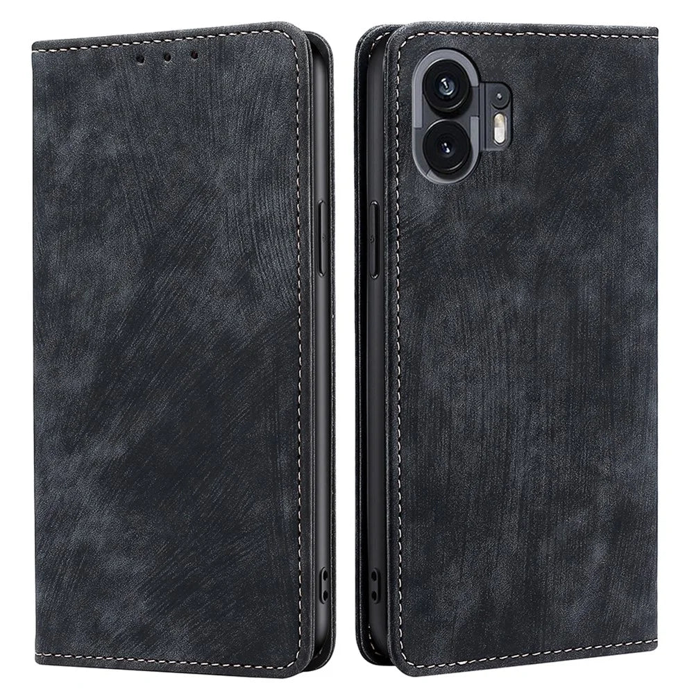 For Nothing Phone (2) Case RFID Blocking Leather Phone Wallet Cover - Black - 1