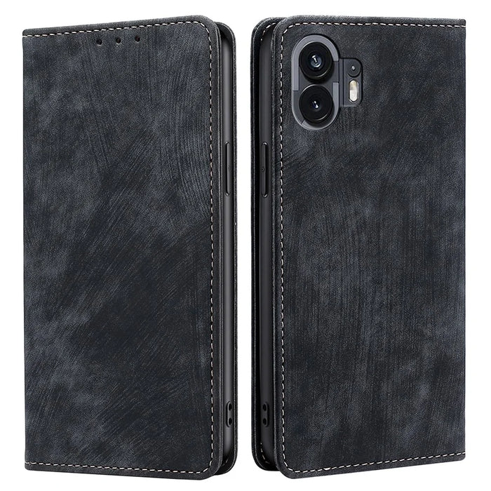 For Nothing Phone (2) Case RFID Blocking Leather Phone Wallet Cover - Black - 1