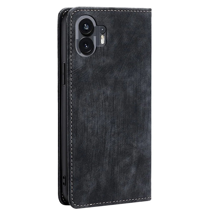 For Nothing Phone (2) Case RFID Blocking Leather Phone Wallet Cover - Black - 7