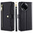 For Realme 11x 5G / 11 5G (Global) Case Wallet Stand Leather Cellphone Cover with 2 Straps - Black - 1