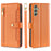 For Samsung Galaxy M34 5G / F34 5G Case Zipper Wallet Leather Anti-Drop Phone Cover with 2 Straps - Orange - 1