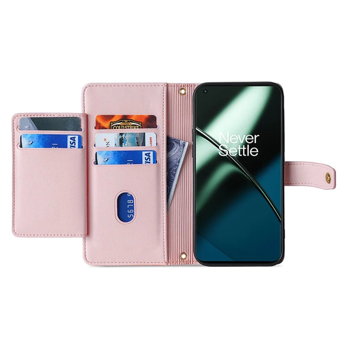 For OnePlus Nord CE3 5G Case PU Leather Wallet Stand Cellphone Cover with 2 Straps - Pink - 2