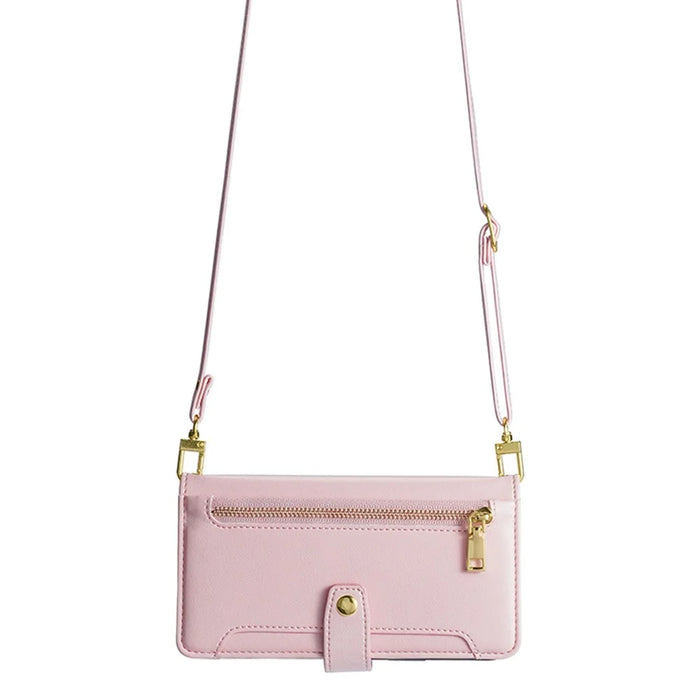 For OnePlus Nord CE3 5G Case PU Leather Wallet Stand Cellphone Cover with 2 Straps - Pink - 4