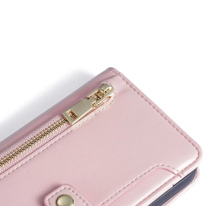 For OnePlus Nord CE3 5G Case PU Leather Wallet Stand Cellphone Cover with 2 Straps - Pink - 7
