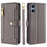 For Sony Xperia 5 V Case Wallet Stand Textured Leather Phone Cover with 2 Straps - Grey - 1