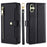 For Samsung Galaxy A05 4G Case Multiple Card Slots Wallet Phone Cover with 2 Straps - Black - 1
