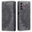 For Samsung Galaxy S24+ Case Imprinted Mandala Flower Phone Leather Cover - Grey - 1
