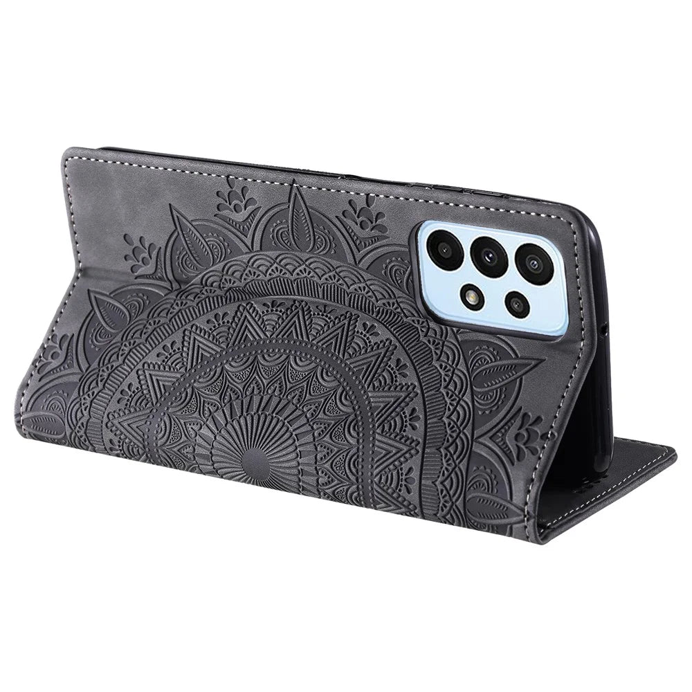For Samsung Galaxy A33 5G Case Magnetic Auto Closing Wallet Phone Cover - Grey - 3