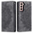 For Samsung Galaxy S22+ 5G Case Imprinted Mandala Flower Leather Cover with Wallet - Grey - 1