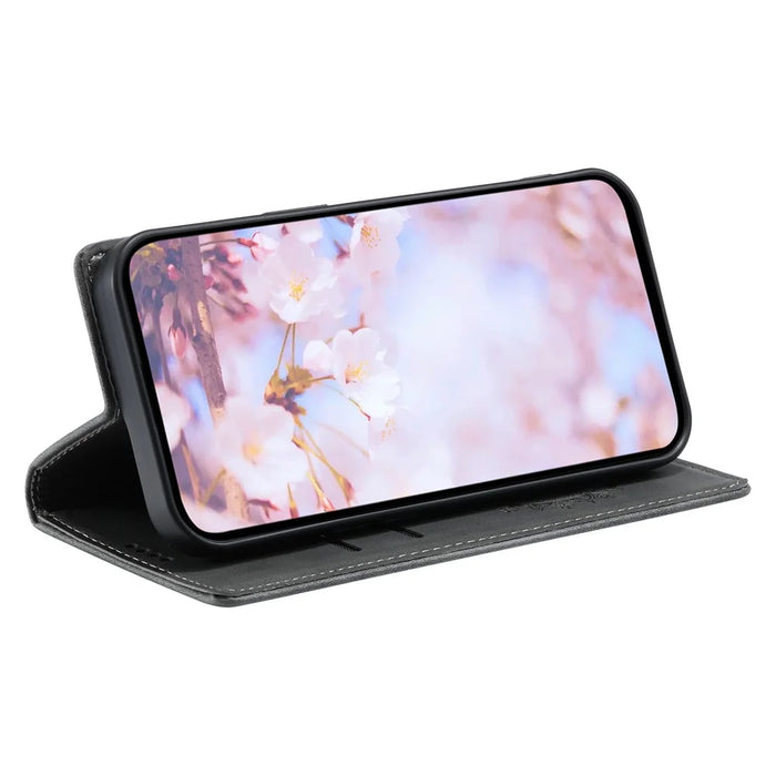 For Samsung Galaxy S23+ Case Imprinted Mandala Flower Leather Cover with Wallet - Grey - 3