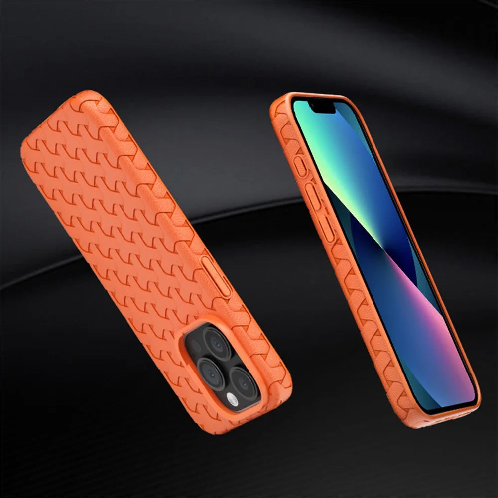 For iPhone 13 Pro Max 6.7 inch TPU Case 3D Textured Surface Anti-drop Phone Cover - Orange - 3