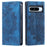 For Google Pixel 8 Pro Case Leather Imprint Anti-scratch Wallet Stand Cellphone Cover - Blue - 1