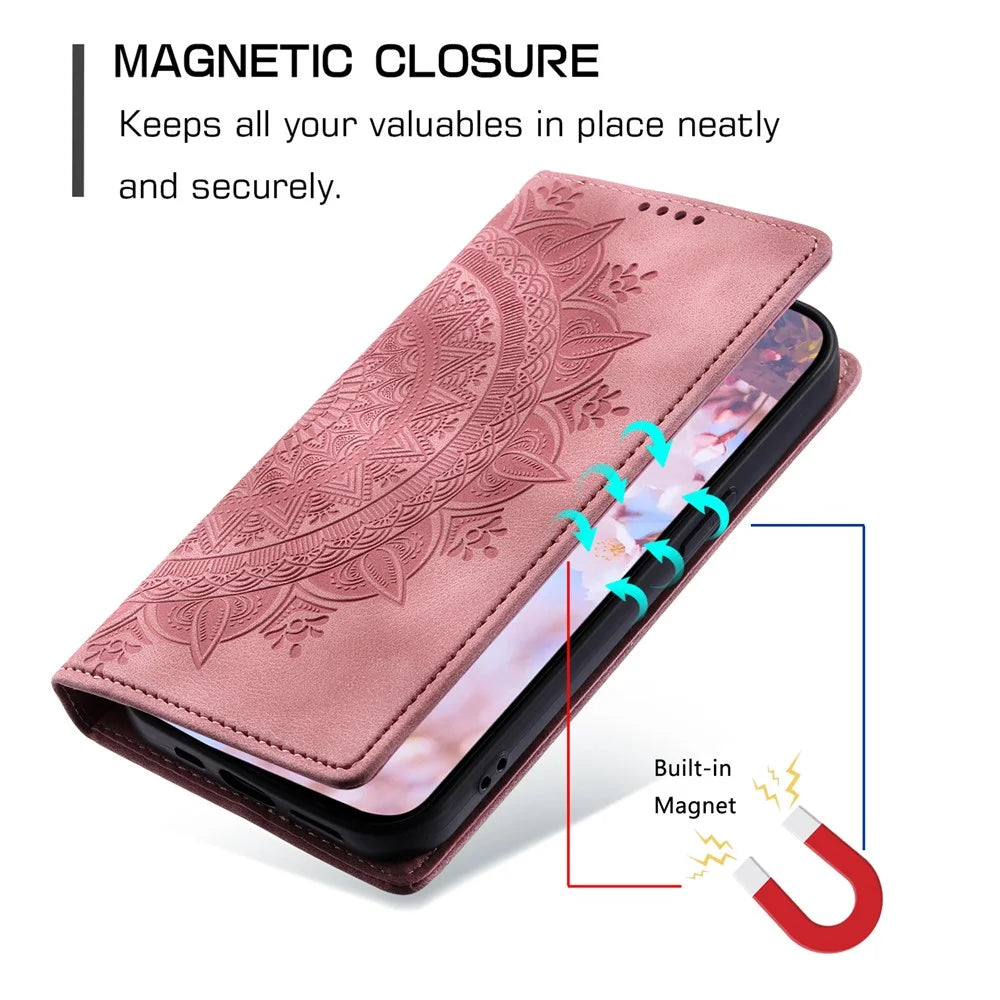 For Samsung Galaxy A54 5G Case Magnetic Auto Closing Wallet Stand Leather Phone Cover - Rose Gold - 5