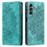 For Samsung Galaxy A15 4G Case Imprinted Mandala Flower Magnetic Phone Leather Cover - Mint Green - 1